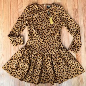 Leopard Dress Alexia Admor Long Sleeve Drop Waist Sweater New NWT Medium Animal